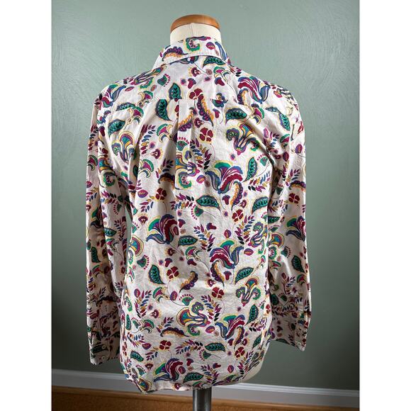 Talbots Women's Medium Colorful Floral Paisley Print Long Sleeve Button Up Shirt - Picture 9 of 10
